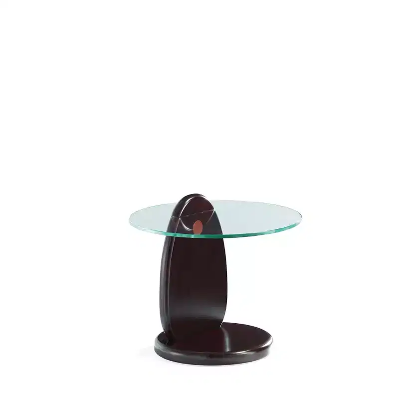 Manhattan Comfort Artesia Tempered Glass Top End Table Dark Walnut