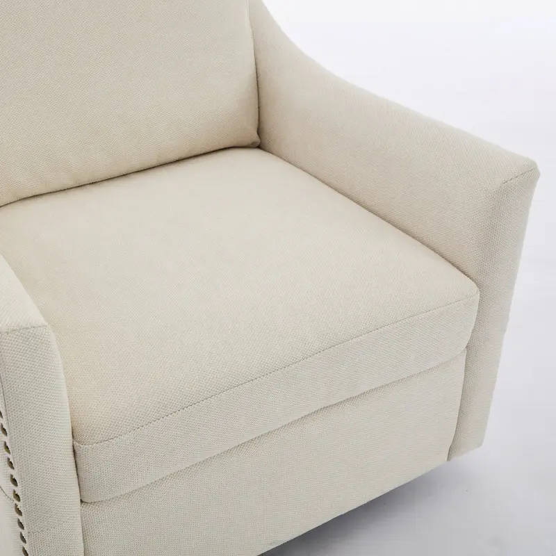 Cream White Modern 30.3  Accent Chair with USB
