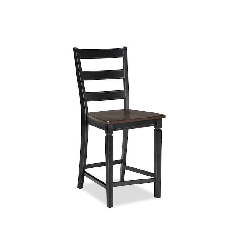 Glenwood Rubbed Black and Charcoal 24 Inch Ladderback Barstool (Set of 2)