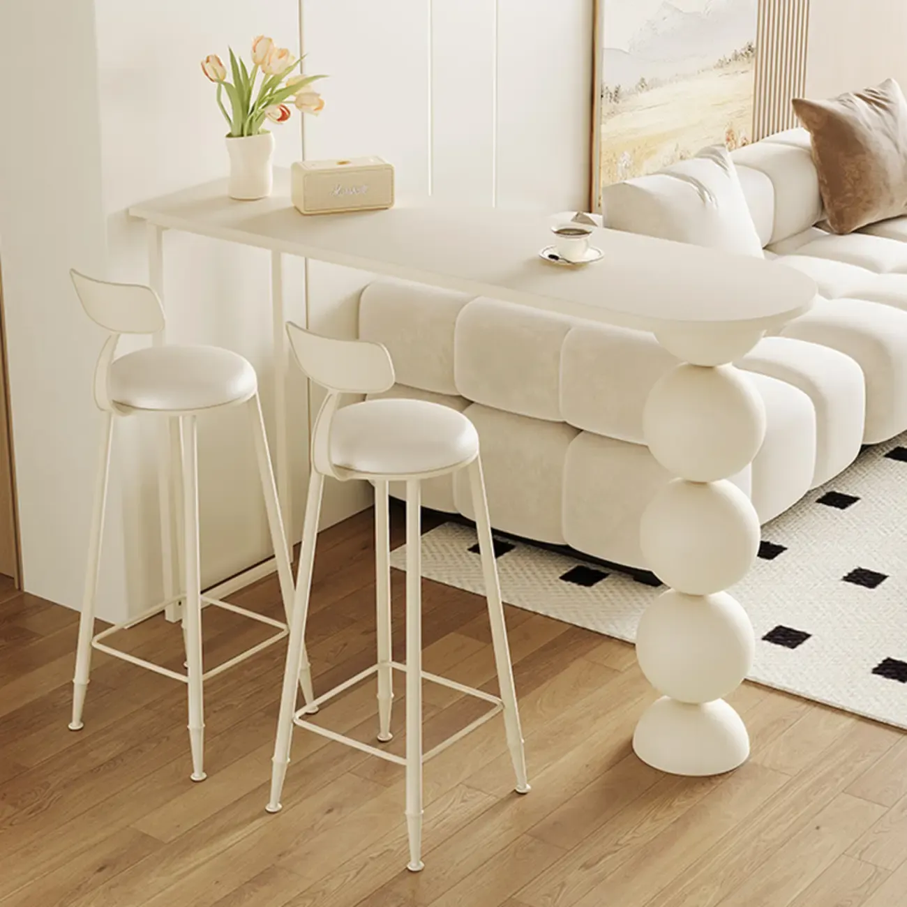 Modern Free Form White Stone Iron Bar Tables