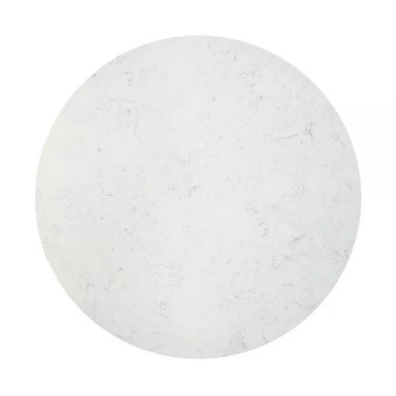 Jerry 54 Inch Dining Table, Round Faux Marble Top, Black Pedestal Base