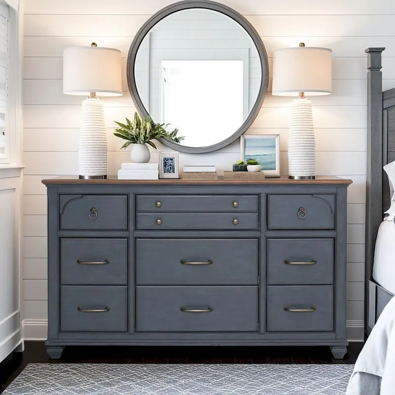 Bridgevine Home Americana Dresser, No Assembly Required, Corduroy Blue Finish