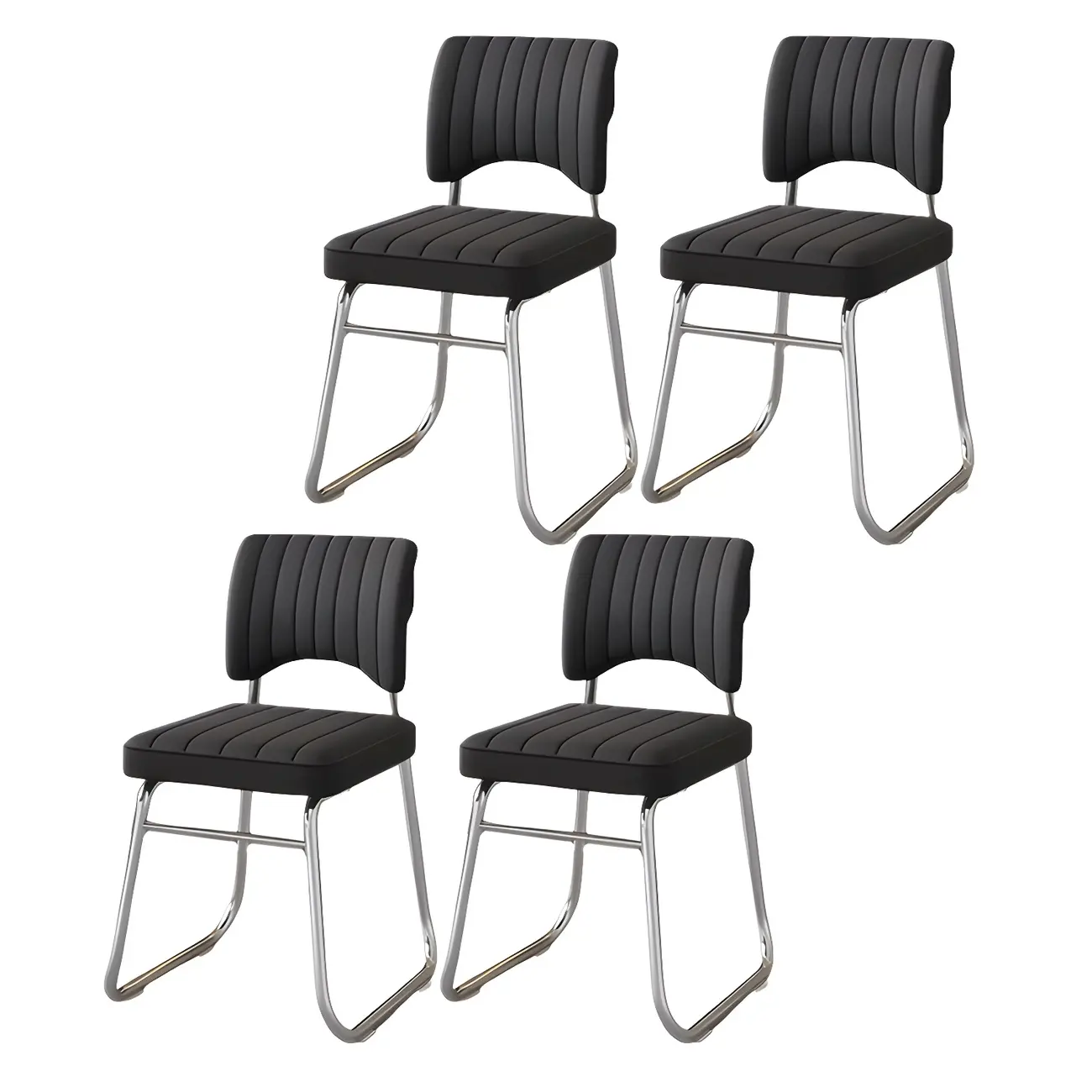 Modern Black Steel Leather Upholstered Office Chair