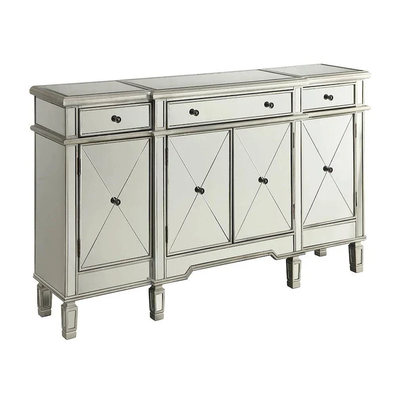 Silver Mirrored Wine Cabinet with 6 Bottle Storage