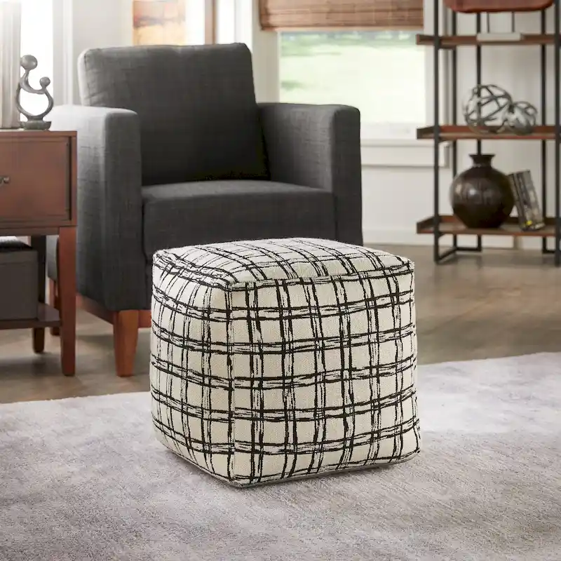 Upholstered Square Pouf Ottoman