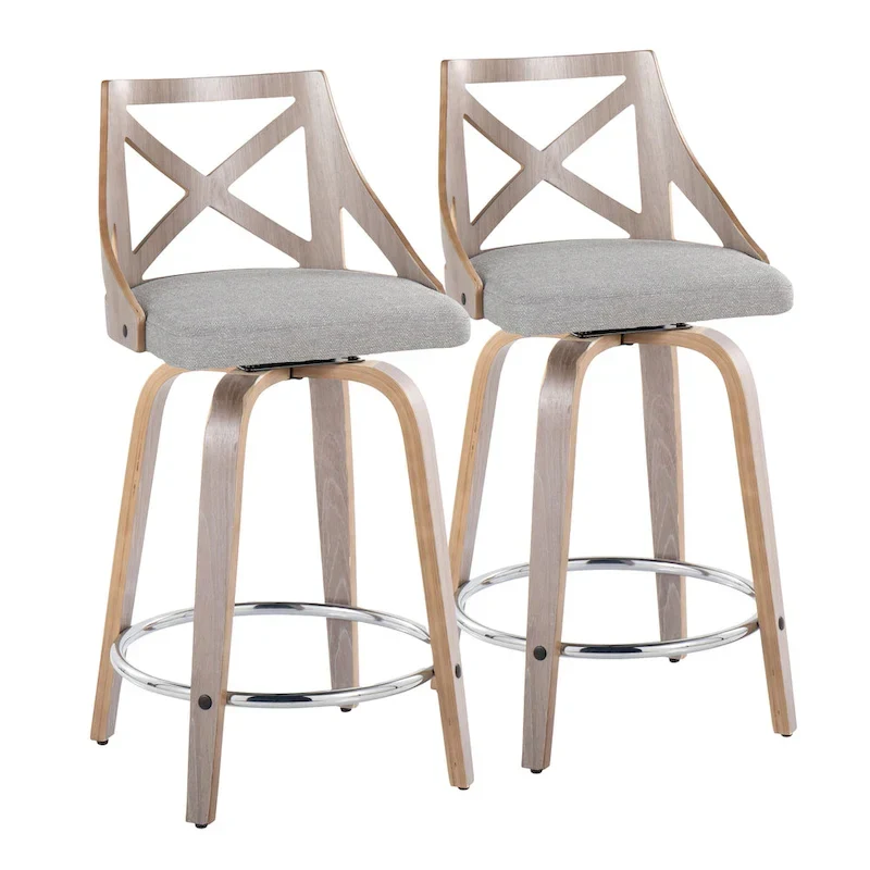 The Gray Barn Charlotte 24 Fixed-Height Counter Stool with Bent Wood Legs (Set of 2)