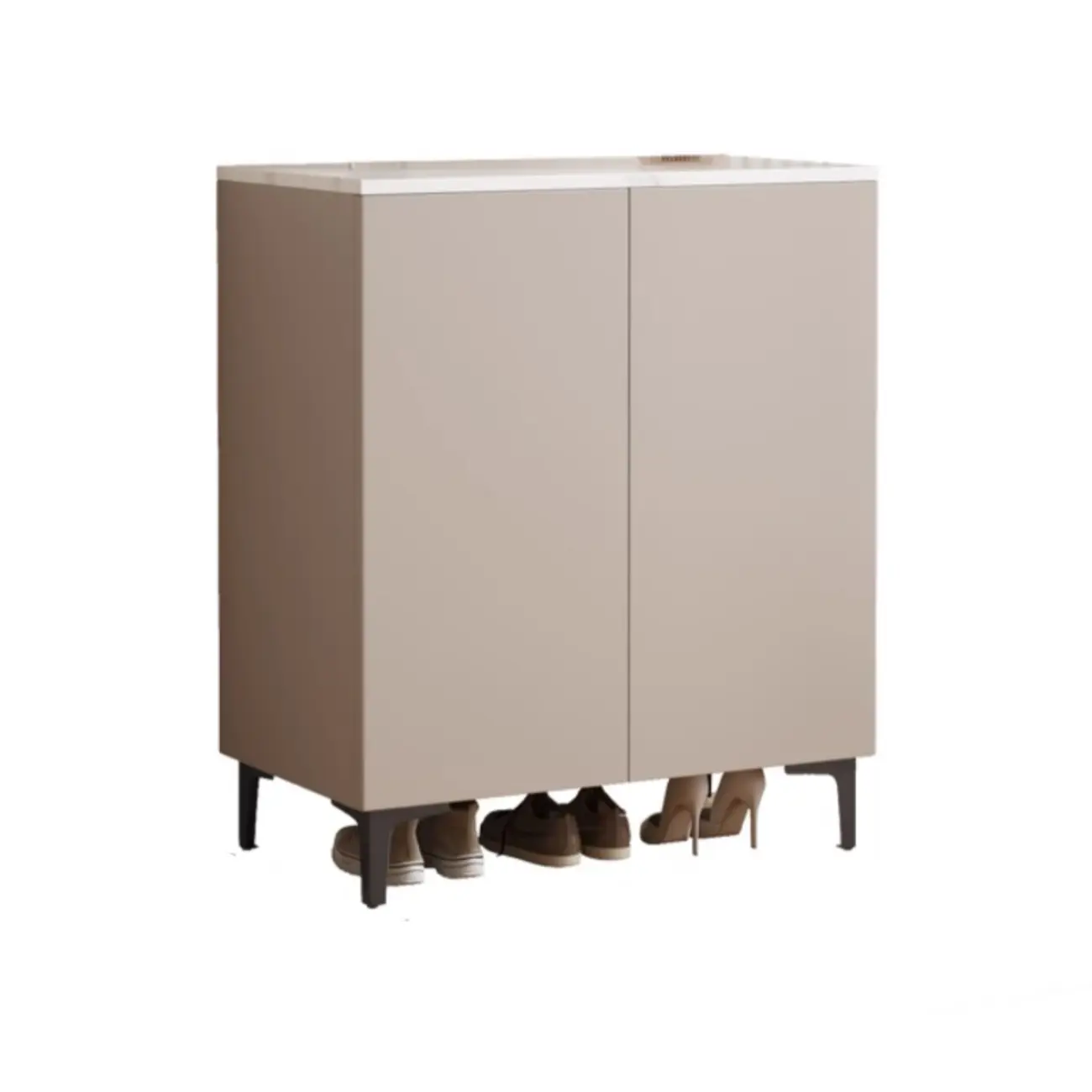 5-Tier Compact Modern Off-White Entryway Shoe Cabinet