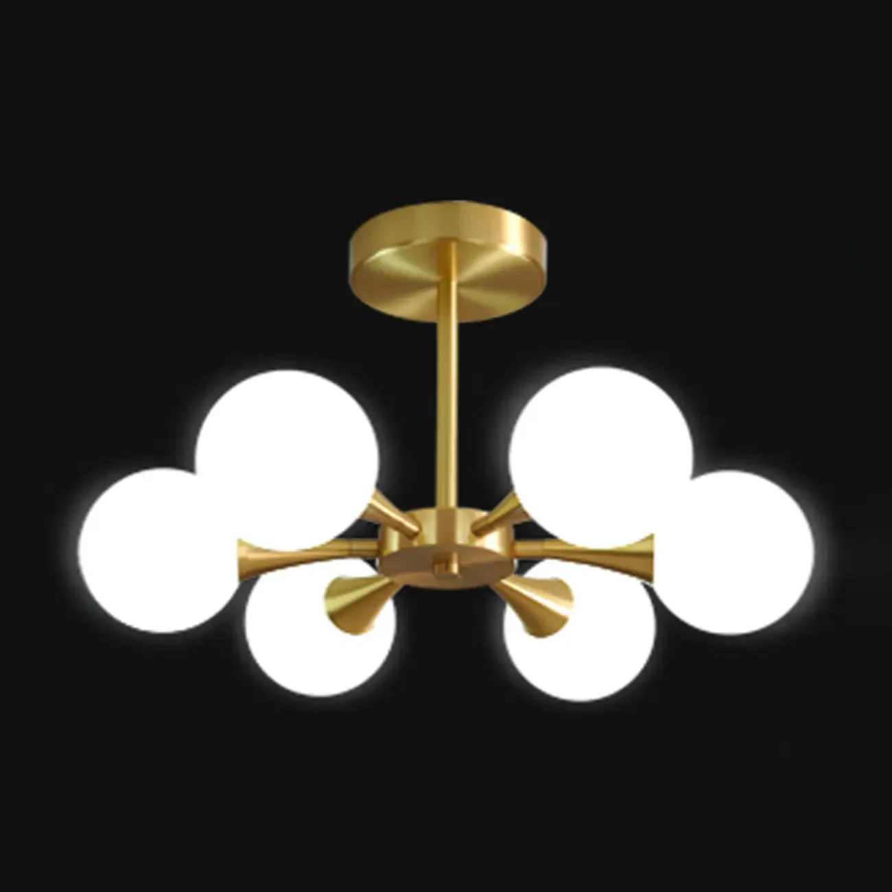 Modern Gold Glass Ball Semi Flush Mount Ceiling Light