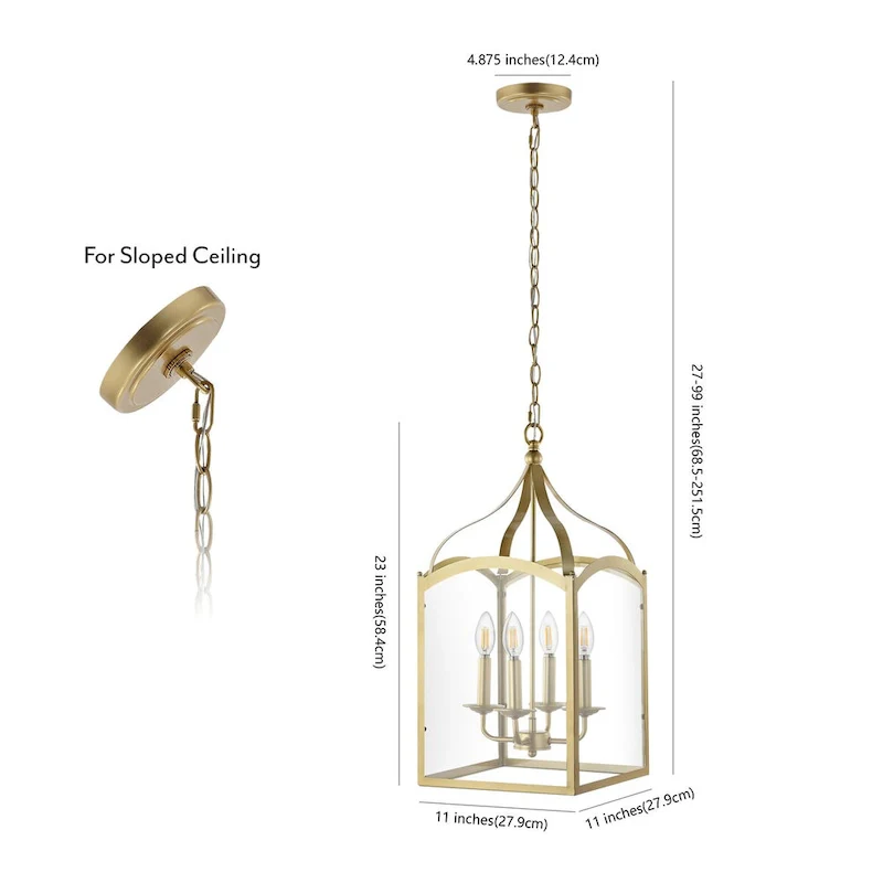 Ruth 11  4-light Lantern Metal/Glass LED Pendant by JONATHAN Y