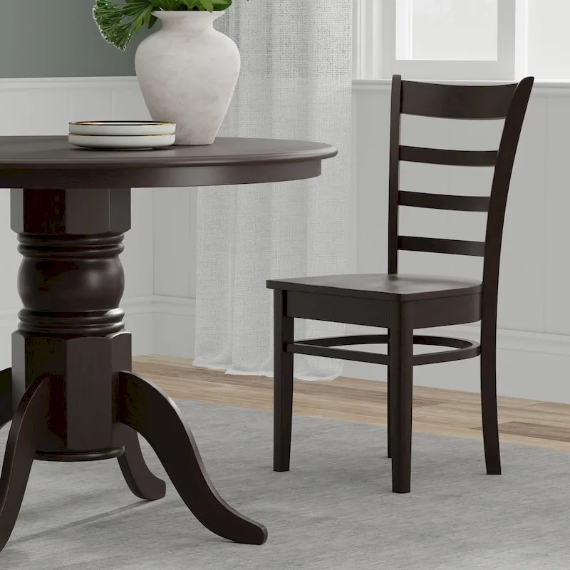 5-Piece Dining Set, 42 Round Pedestal Table and Slat Back Chairs