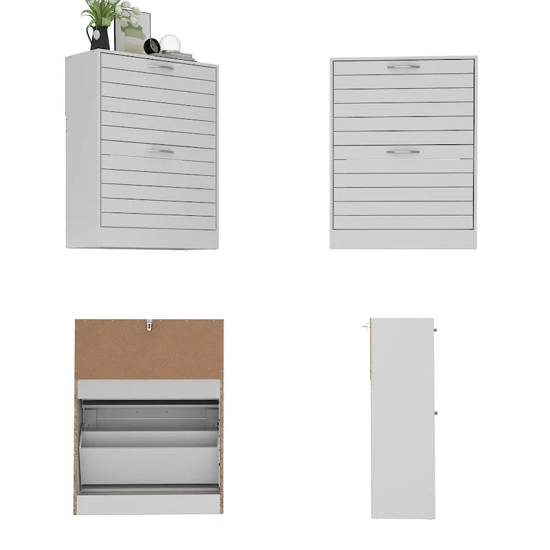 FUFU&GAGA 2 Tiers Shoe Rack Cabinet Shoe Cabinet Space-Saving