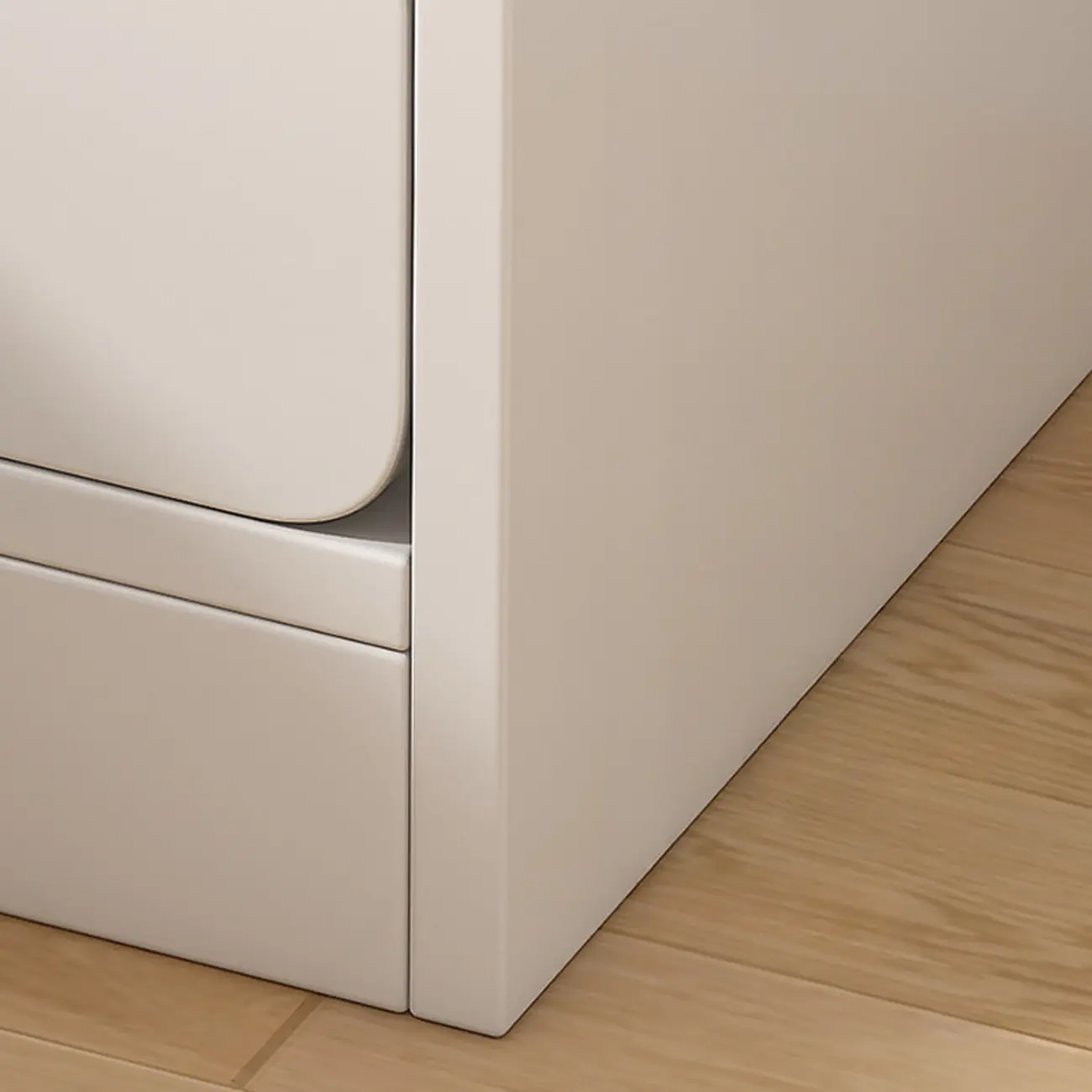 Simple White Natural Wood 2-Drawer Nightstand