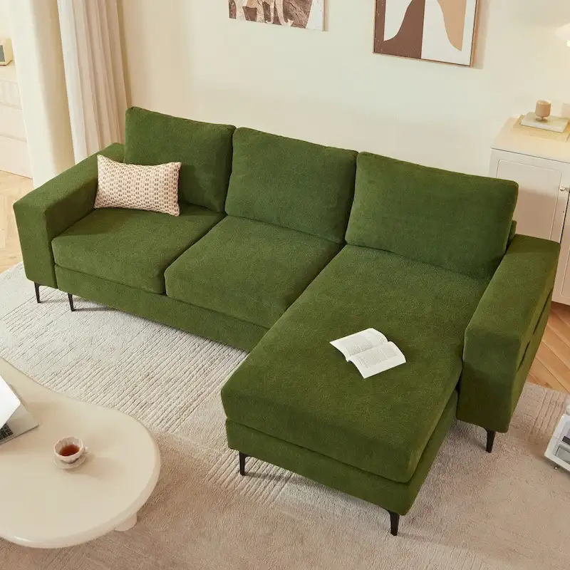 HOOOWOOO L-Shaped Upholstered Sofa Couch with Metal Legs