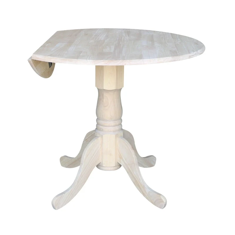 Solid Wood Round 36-inch Drop-leaf Dining Table - Unfinished