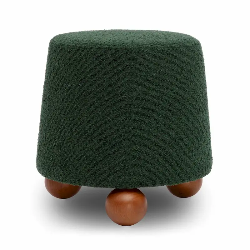 Chocolate Brown Boucle Upholstered Stool - Small