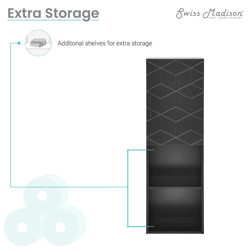 Annecy 15  W x 46  H x 12  D Linen Cabinet in Phantom Black