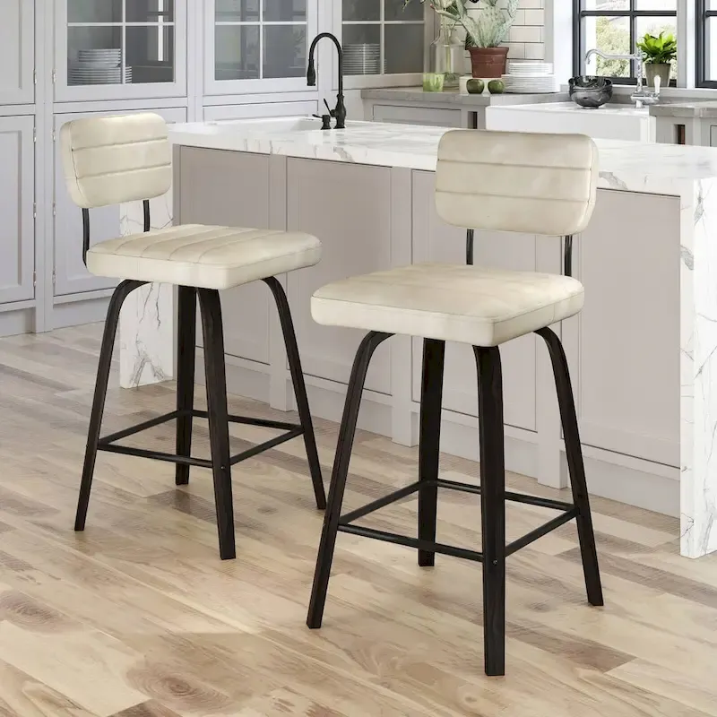 Swivel Counter Height Bar Stool with PU Leather Seat