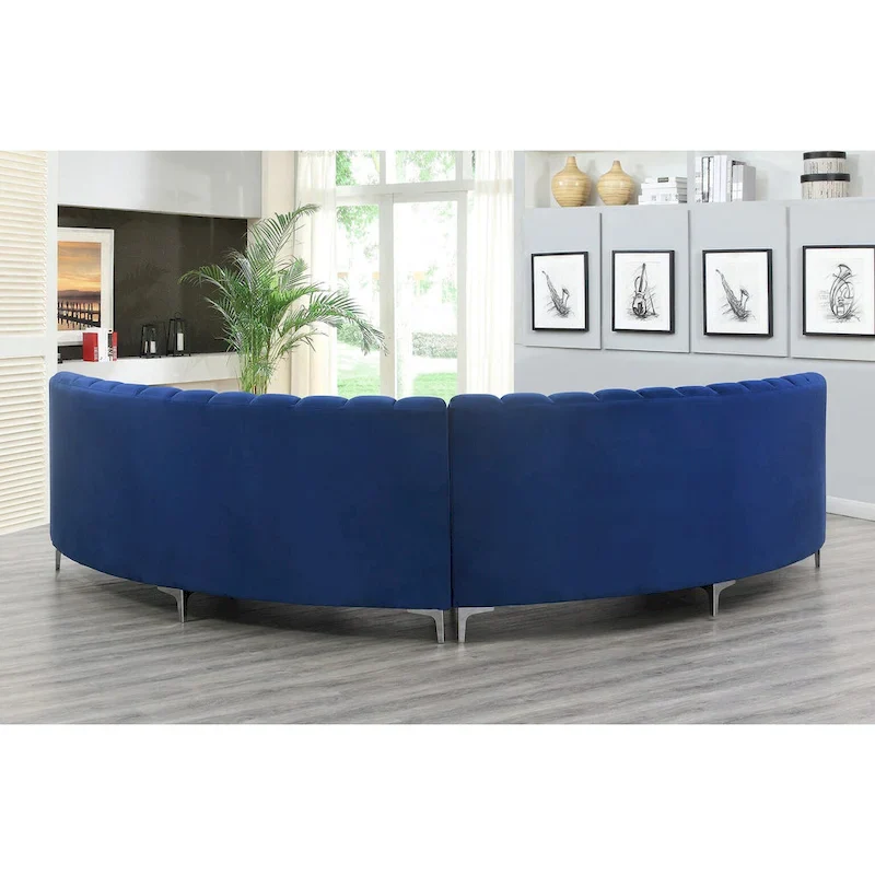 Round Circle Couch Symmetrical Modular Curved Velvet Sectional Sofa