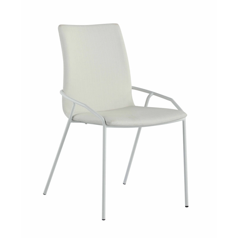 Somette Contemporary White Upholstered Side Chair, Set of 4 - N/A