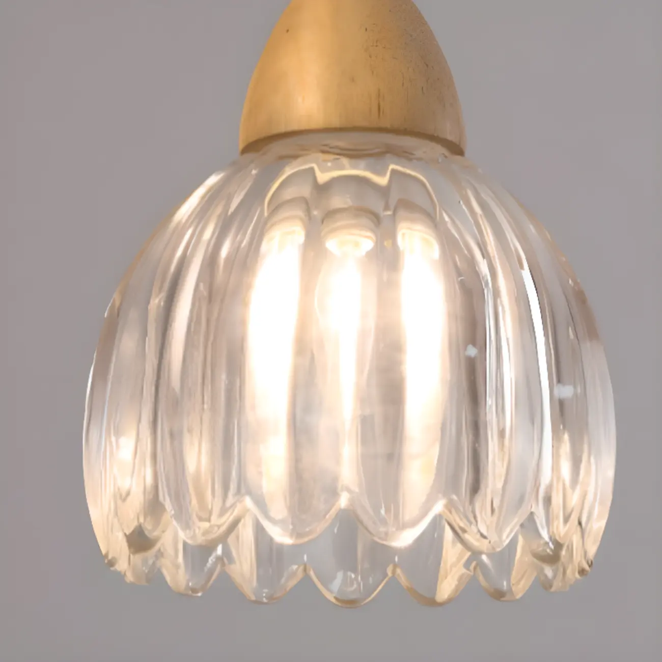 Glass Shade Wood Kitchen Island Pendant Light Adjustable Length