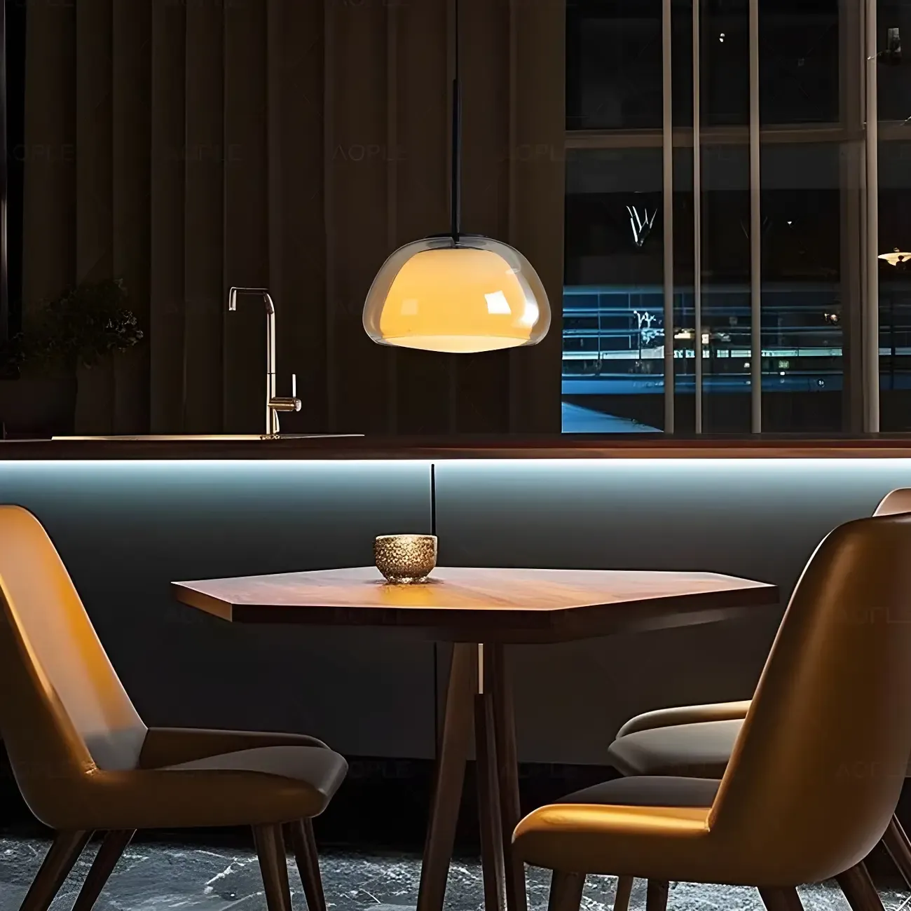 Contemporary Jelly White Glass Dome Pendant Light for Restaurant