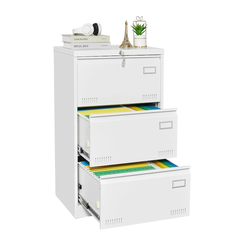 Metal Lateral 3 Drawer File Cabinet with Lock