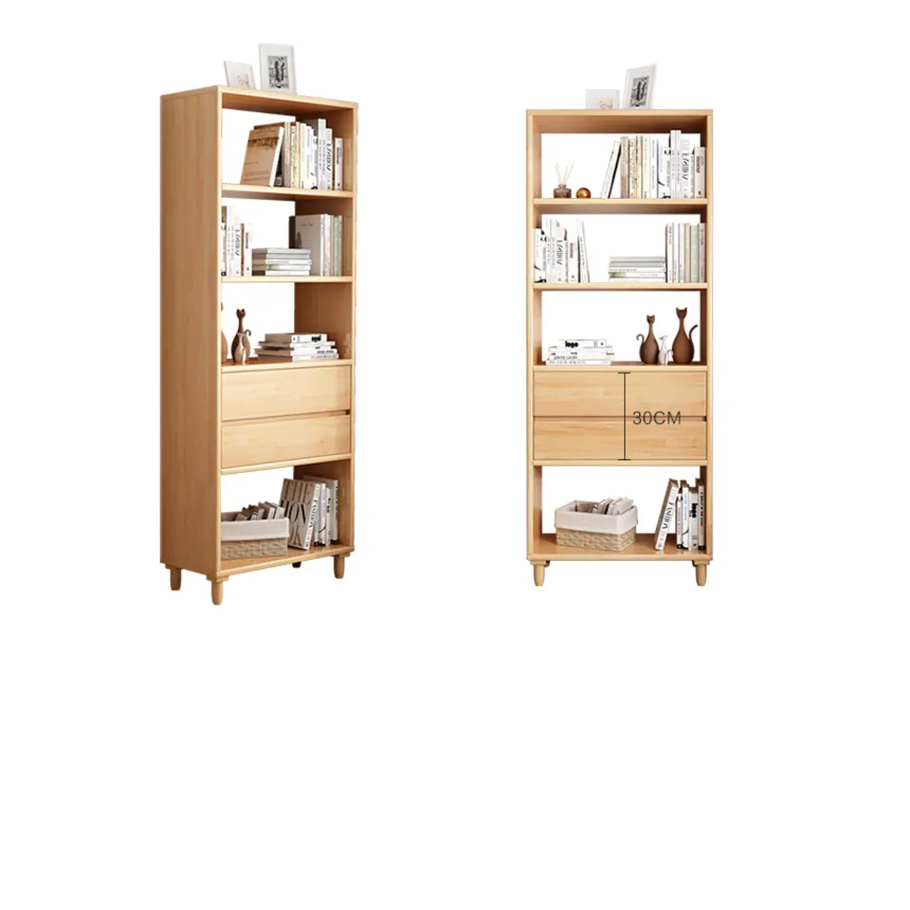 67 H Versatile 2 Drawers Open Back Wood Bookcase Shelf