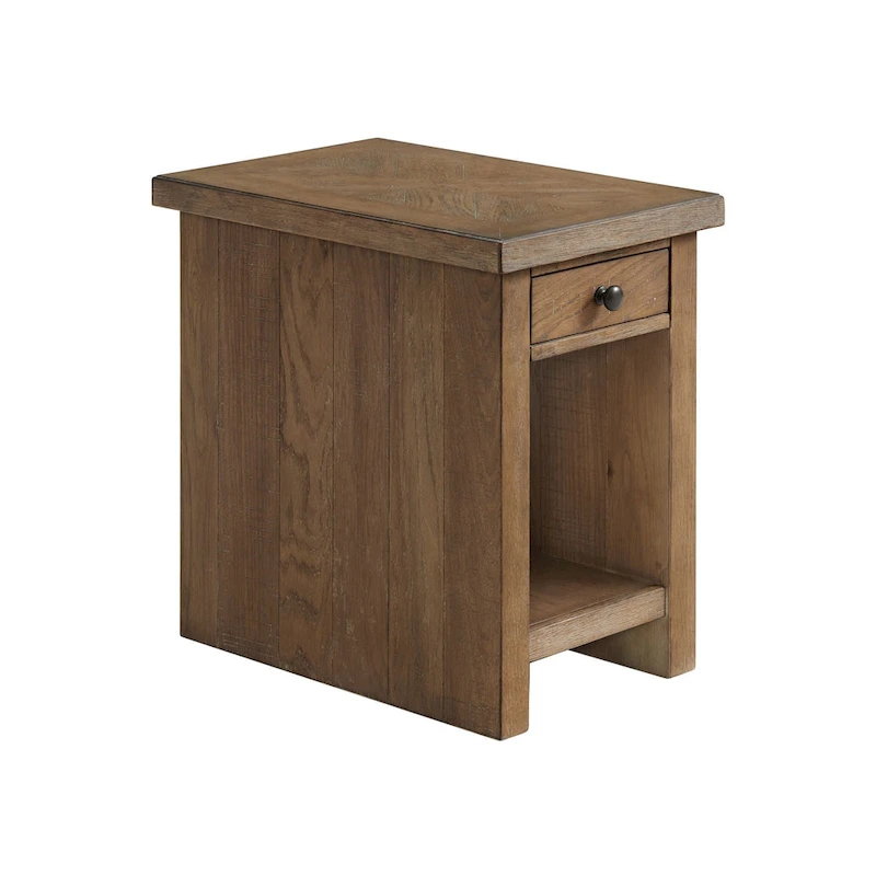 Landmark 16 Wide Chairside Table with 1 Drawer, Weathered Oak