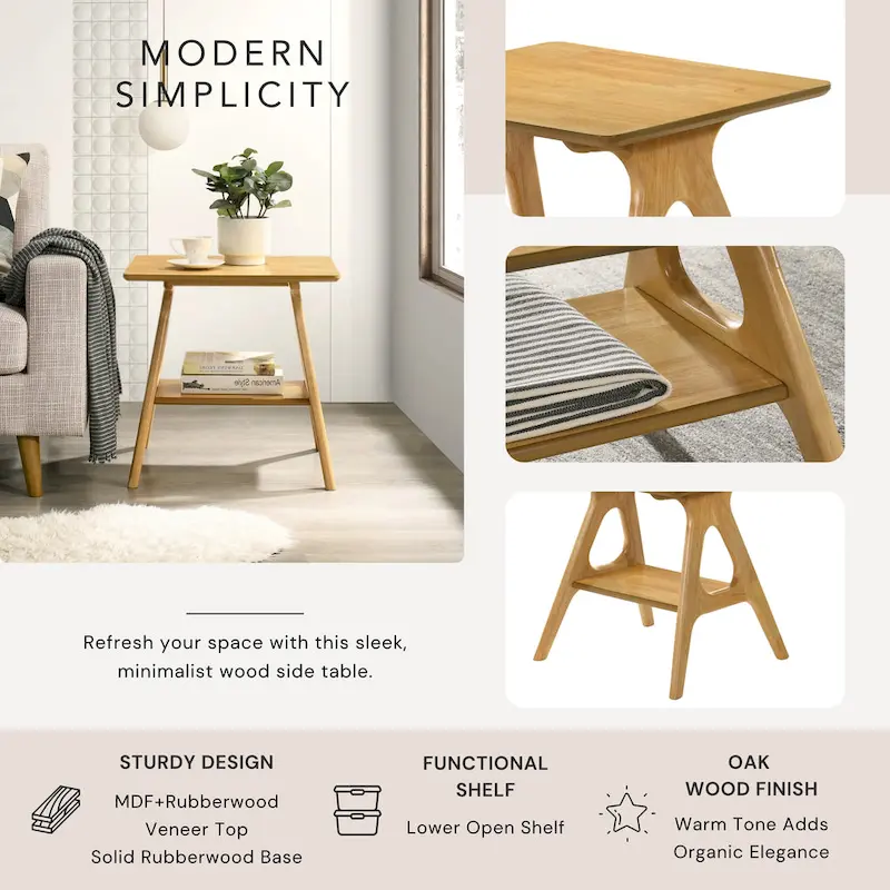 Mid-Century Modern Wood 3-Piece Coffee Table Set