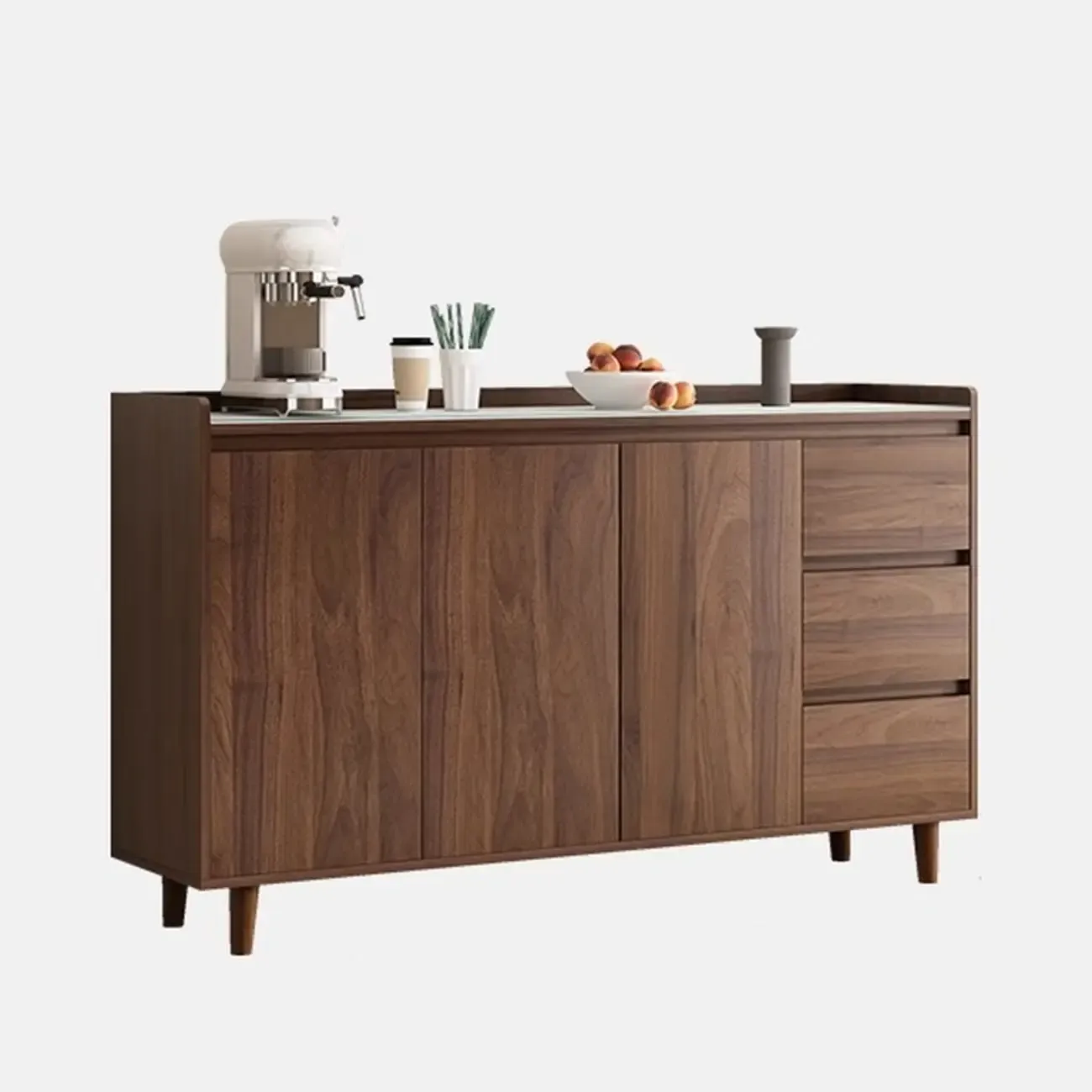 Modern Wood Sideboard with Glass Countertop
