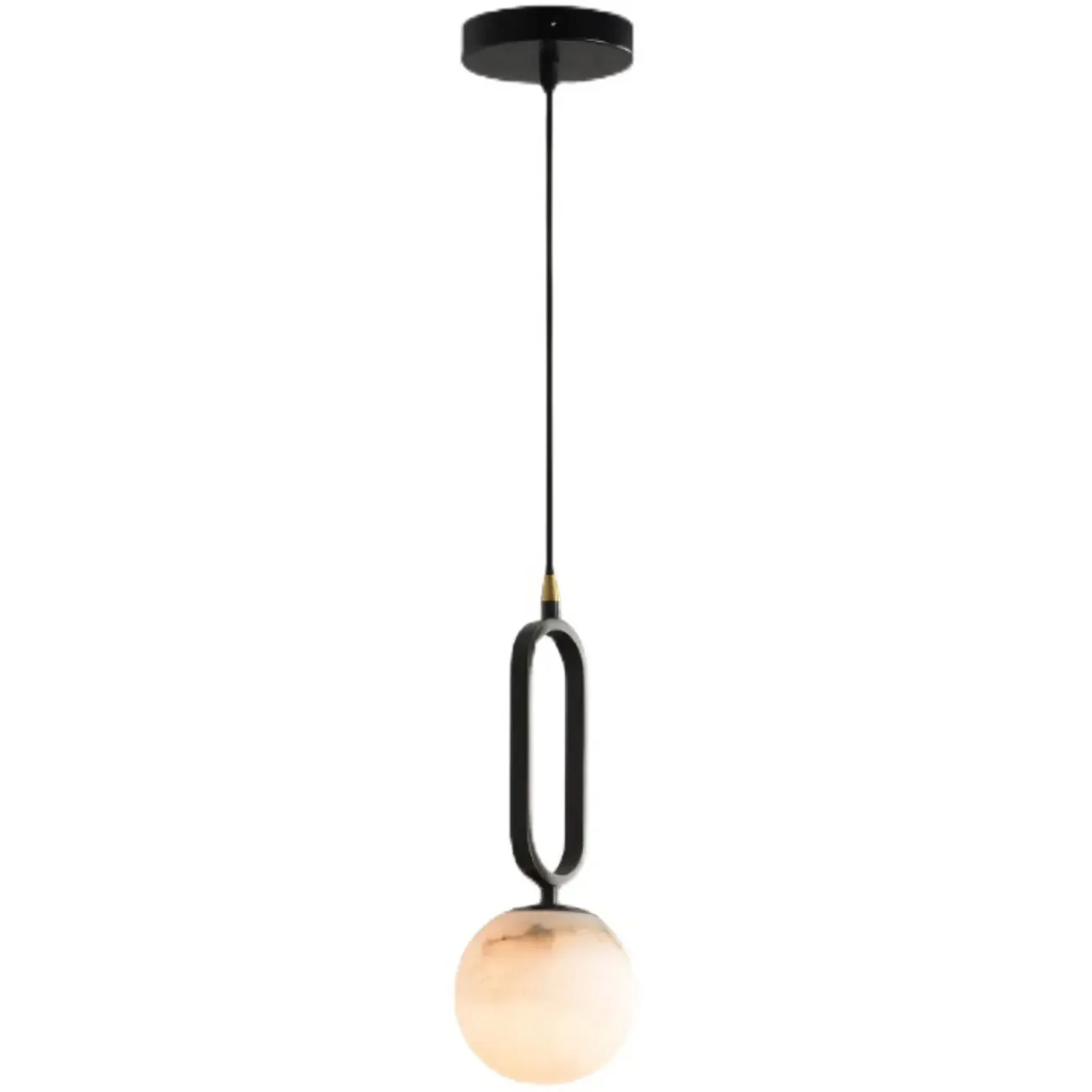 Modern Black Metal Stone Globe Bi-pin Pendant Light