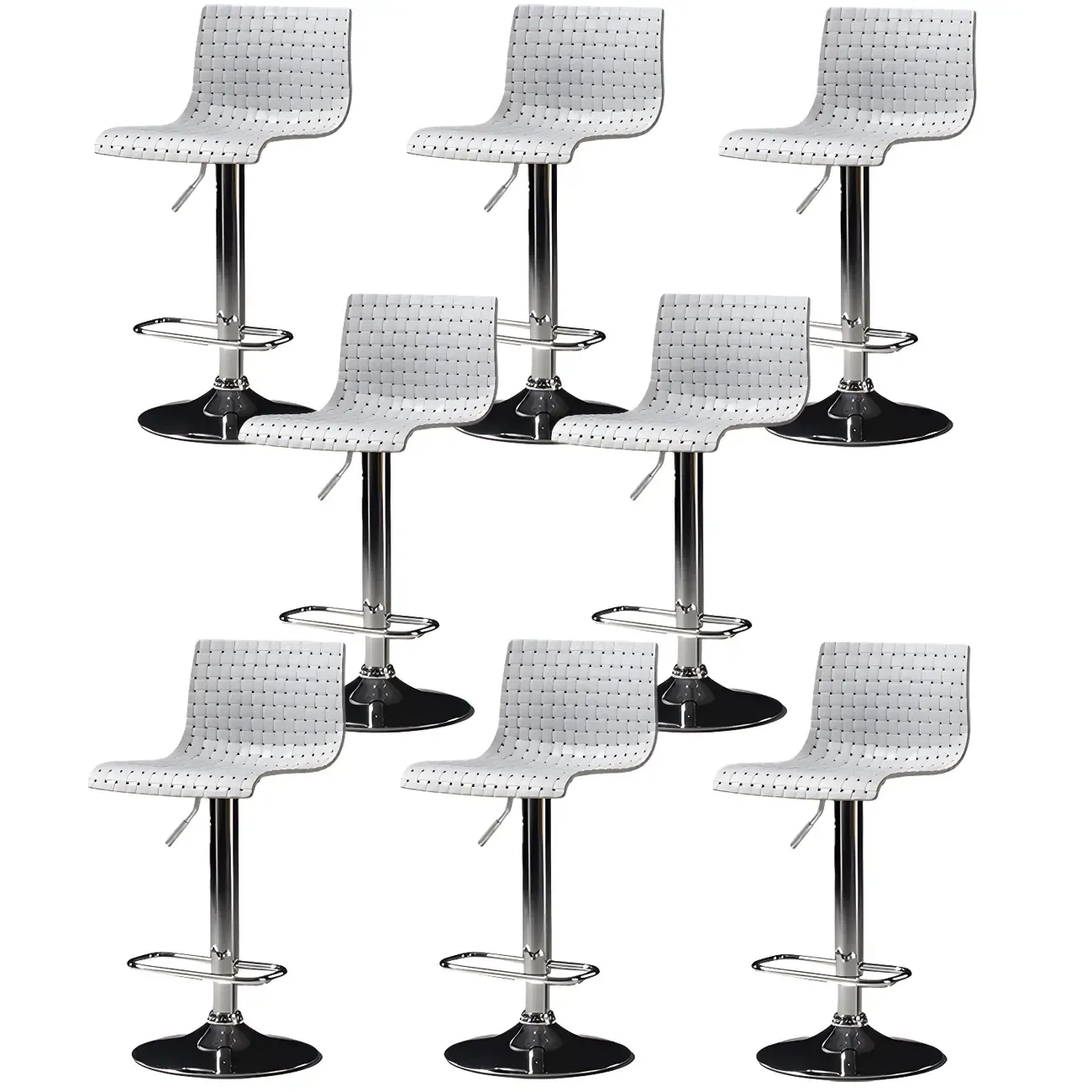 Modern Square Seat Plastic Rattan Adjustable Swivel Bar Stools