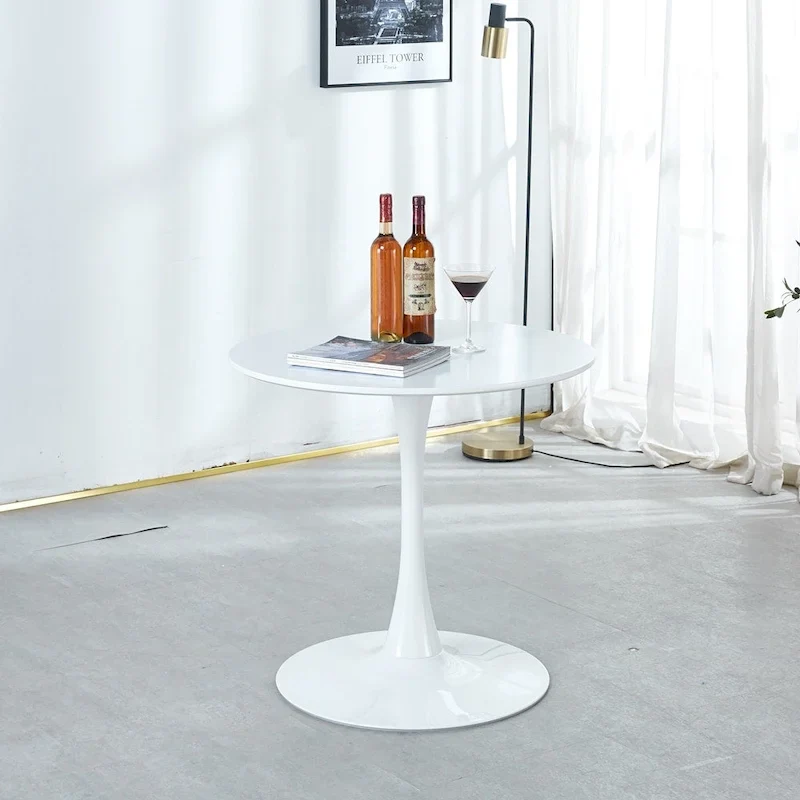 31.5 White Tulip Table Mid-century Dining Table for 2-4 people With Round Mdf Table Top, Leisure Coffee Table