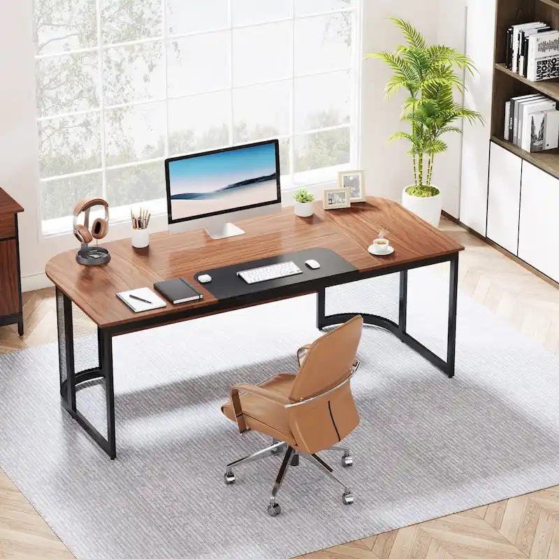 Large 63  L-Shaped Executive Office Desk with 31 File Cabinet