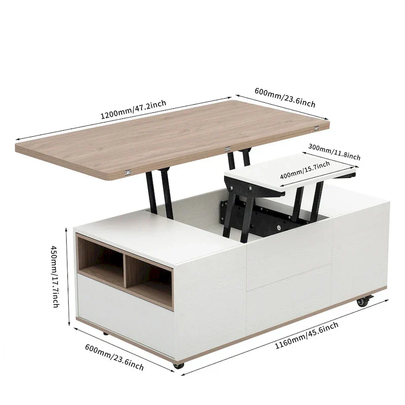 Lift Top Coffee Table with Storage Drawers
