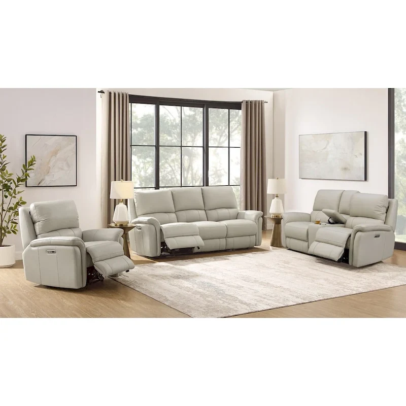 Zero Gravity Power Reclining Sofa with Adjustable Headrest - Top Grain Leather, 3-Seat
