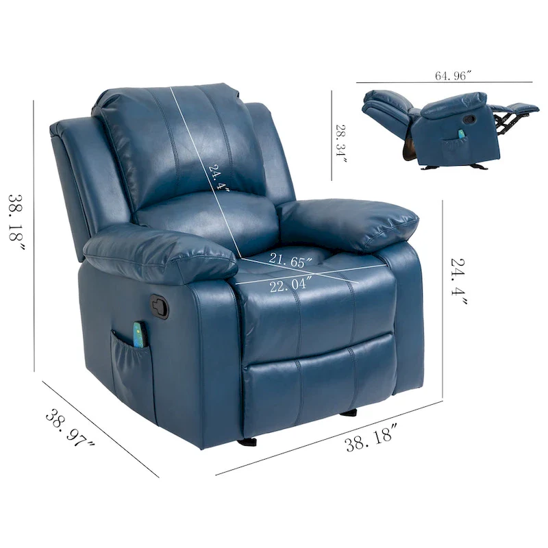 Clihome Faux Leather Recliner Chair with Massage