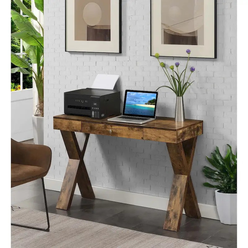1 Drawer Desk with Crisscross Legs