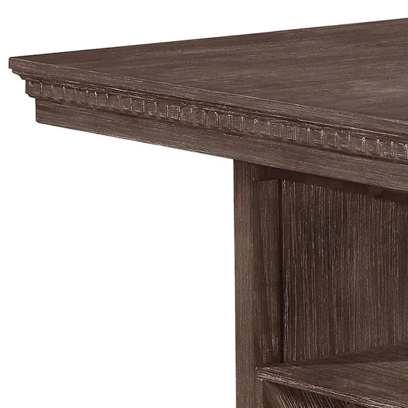 Edward 54 Inch Counter Height Dining Table, Wine Rack, Wood, Warm Brown