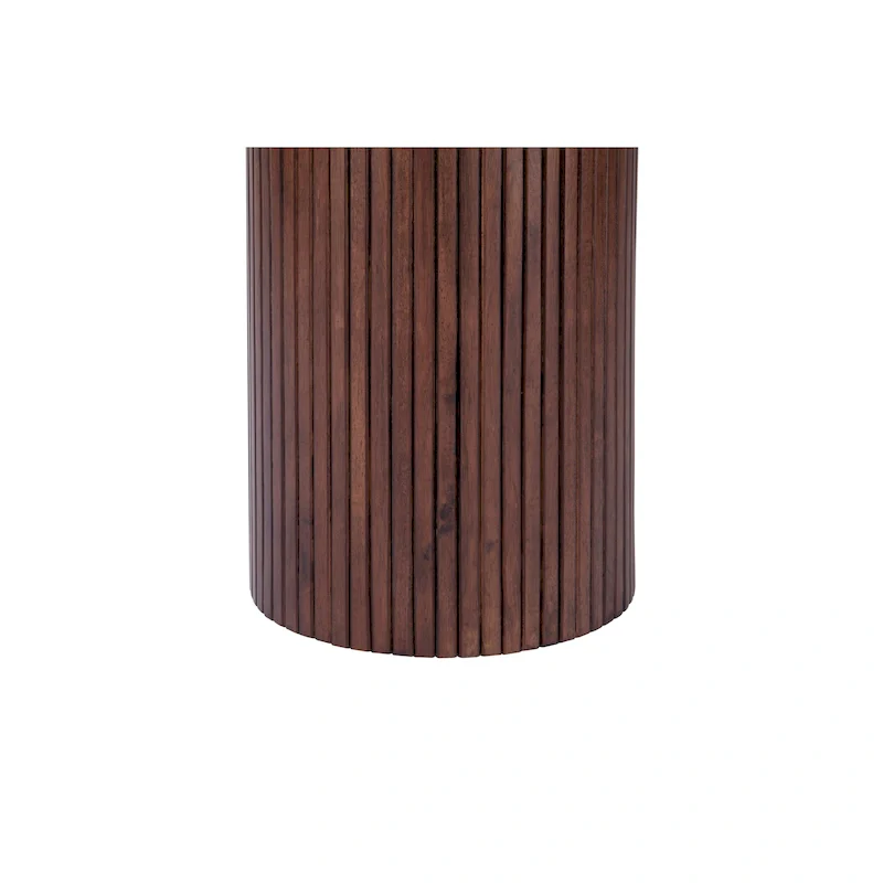 Round Wood End Table Fluted Pedestal Side Table