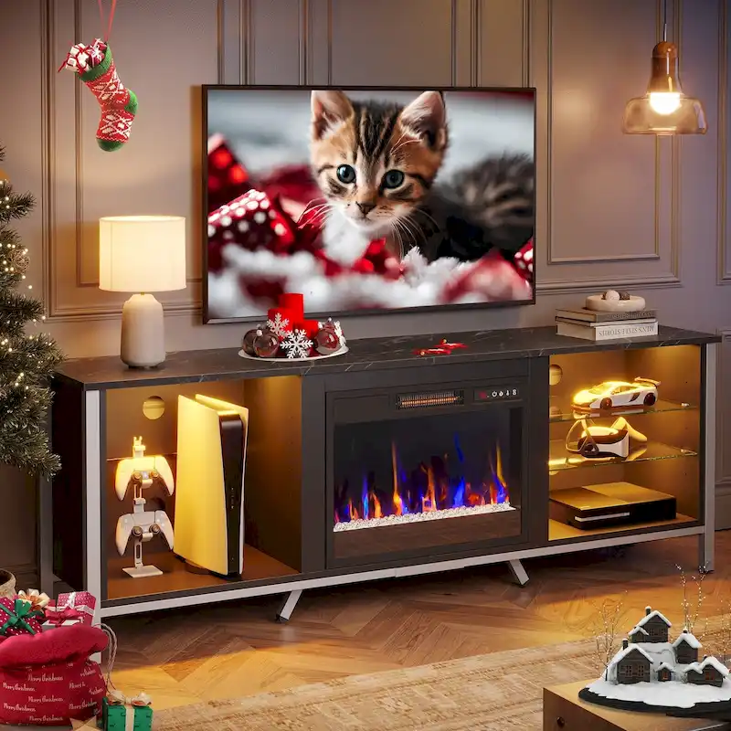 TV Stands with Fireplace for 75 inch TVs Gaming Entertainment Center TV Console - 71 inches