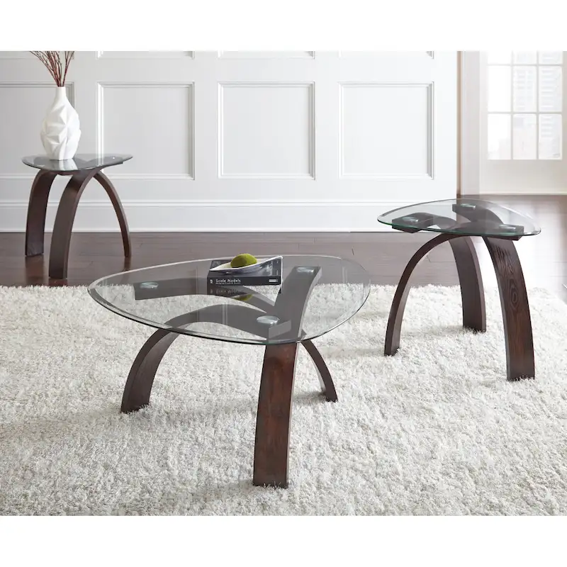 Perrin Contemporary Glass Top Occasional Table (3-Piece)