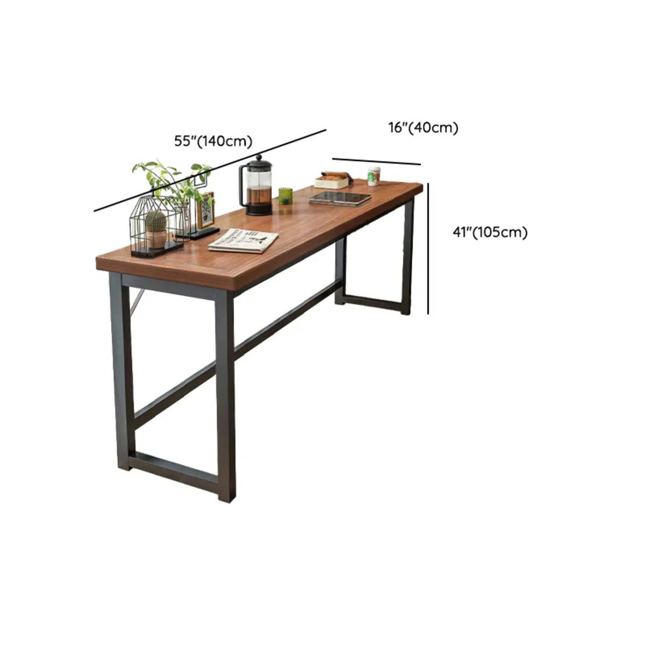 Modern Brown Wooden Metal Frame Fixed Top Bar Tables