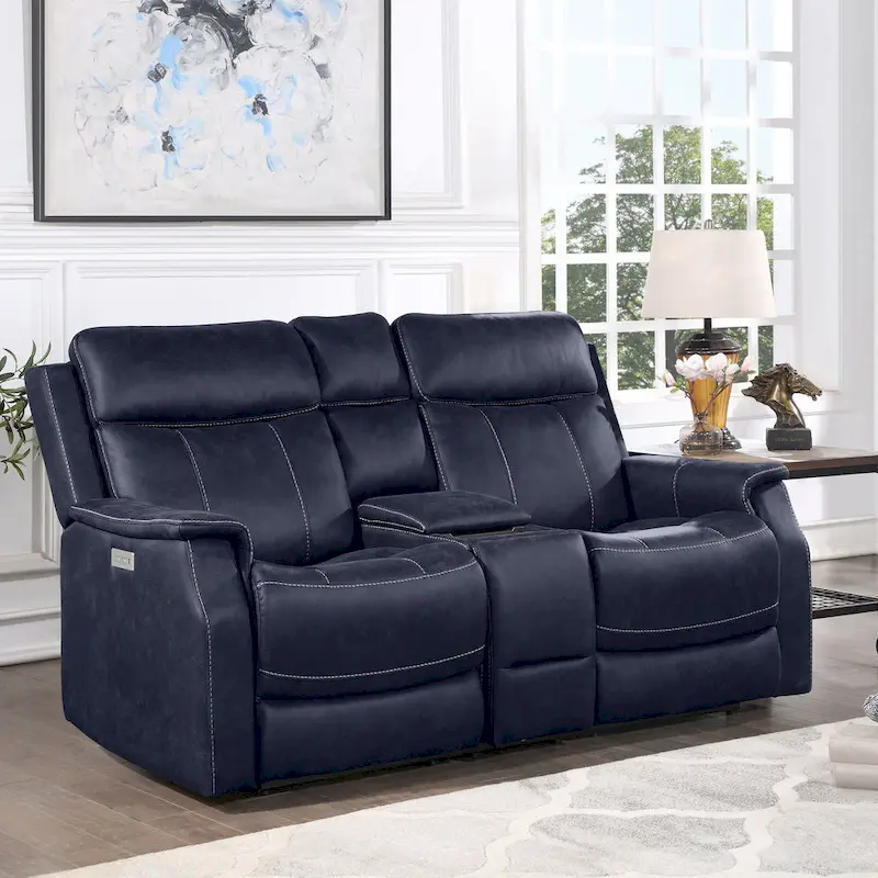 Steve Silver Faux Leather Power Reclining Console Loveseat