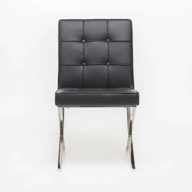 Milania Modern Button Tufted Leather Dining Chairs (Set of 2) by Christopher Knight Home