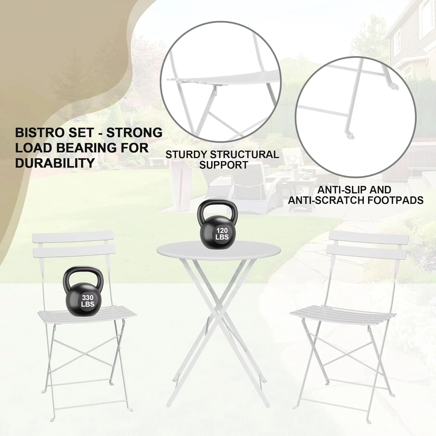 3 Pieces Patio Bistro Sets