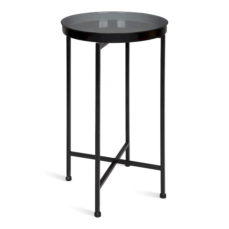 Celia Round Metal Tray/ Foldable Accent Table - 14x14x25.75