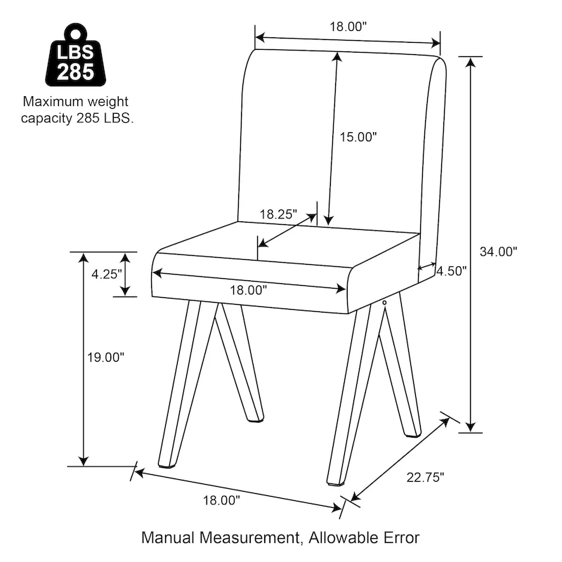 Glitzhome Set of 4 Faux Leather Upholstered Side Dining Chairs with V-shaped Wood Legs