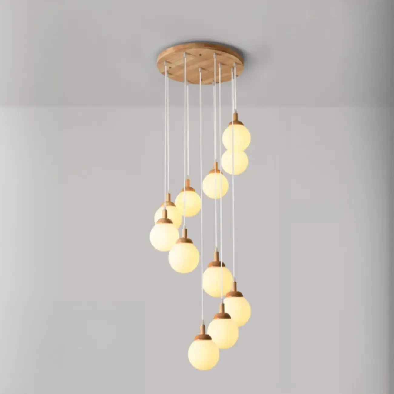 Milk Glass Cluster Pendant Light With Adjustable Length