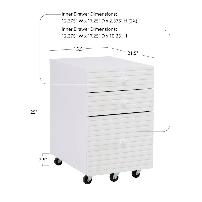 Whitney Wood 3 Drawer File Cabinet